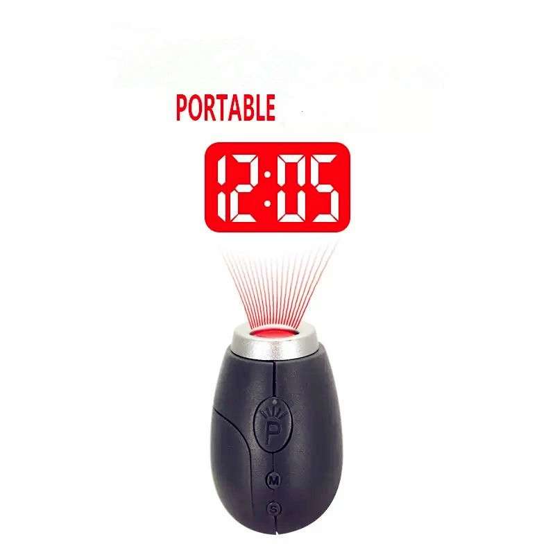 Portable Digital Projection Alarm Clock Mini Projector LED Clock Carry Time Flashlight Clock with Ha