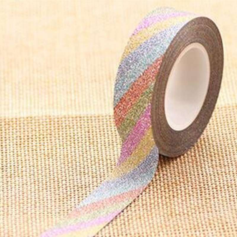 Flash Washi Sticky Paper Tape Label DIY Decorative Tape, Length: 10m(Silver)