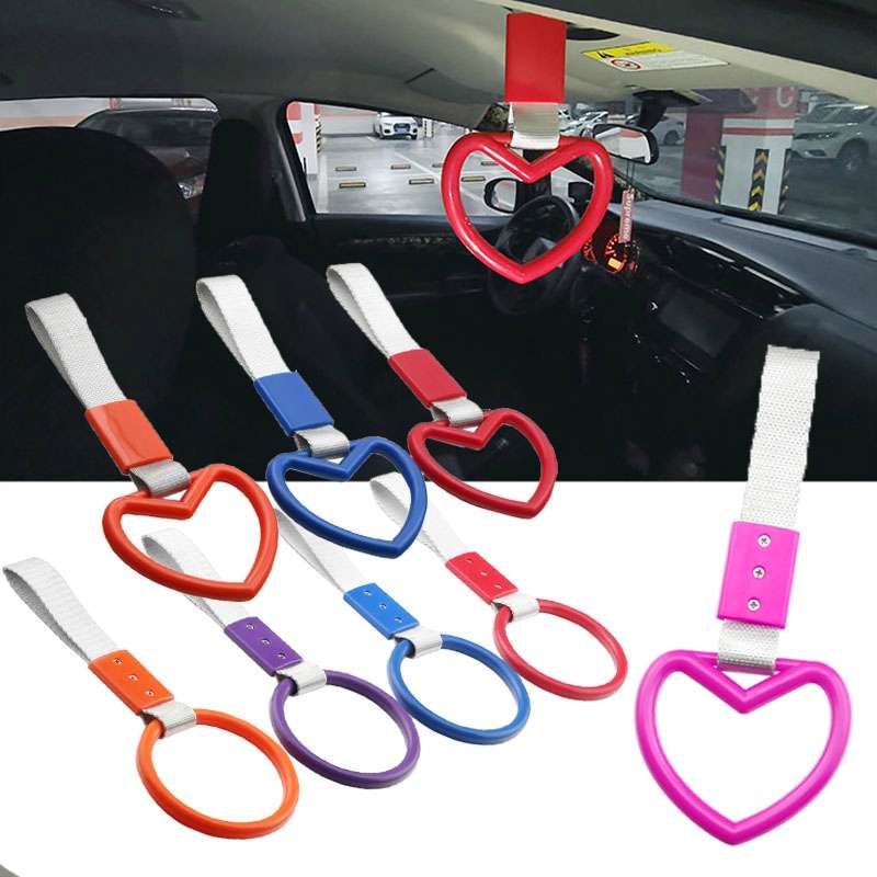 JDM Car Static Belt Decorative Warning Hanging Ring Rear Bumper Warning Ring Car Safety Hand Ring(He