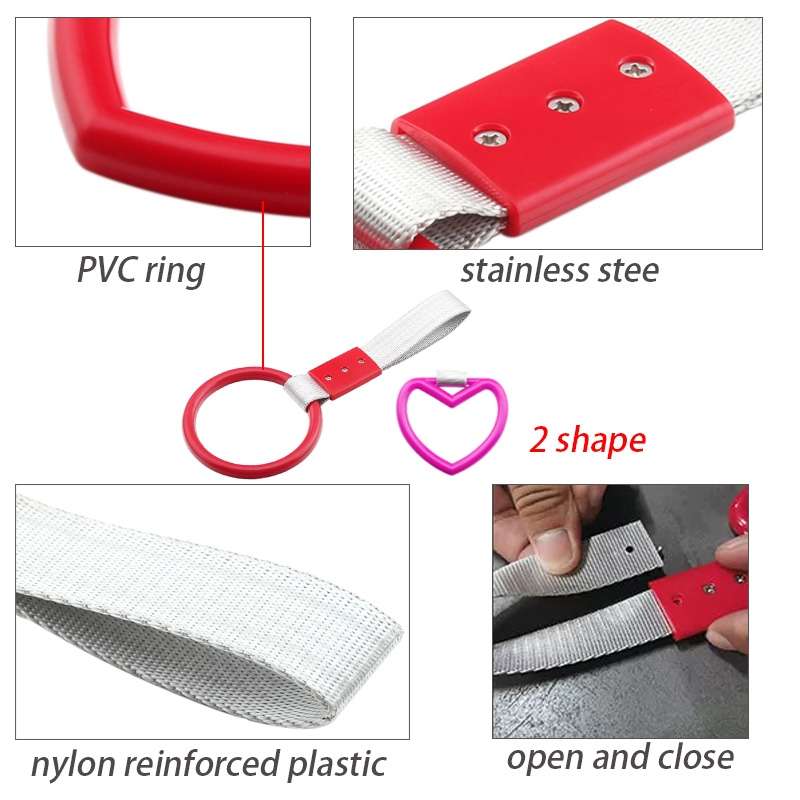 JDM Car Static Belt Decorative Warning Hanging Ring Rear Bumper Warning Ring Car Safety Hand Ring(He