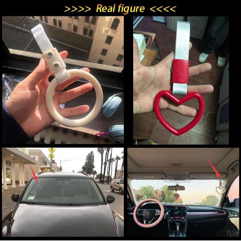 JDM Car Static Belt Decorative Warning Hanging Ring Rear Bumper Warning Ring Car Safety Hand Ring(He