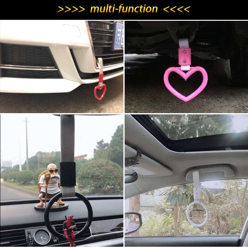 JDM Car Static Belt Decorative Warning Hanging Ring Rear Bumper Warning Ring Car Safety Hand Ring(He