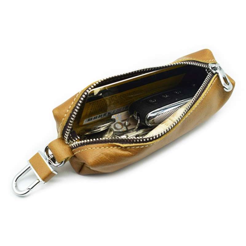 Car Keys Holder Genuine Leather Coin Purse for Men Key Wallets(Red)