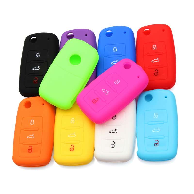2 PCS Silicone Car Key Cover Case for Volkswagen Golf(Orange)