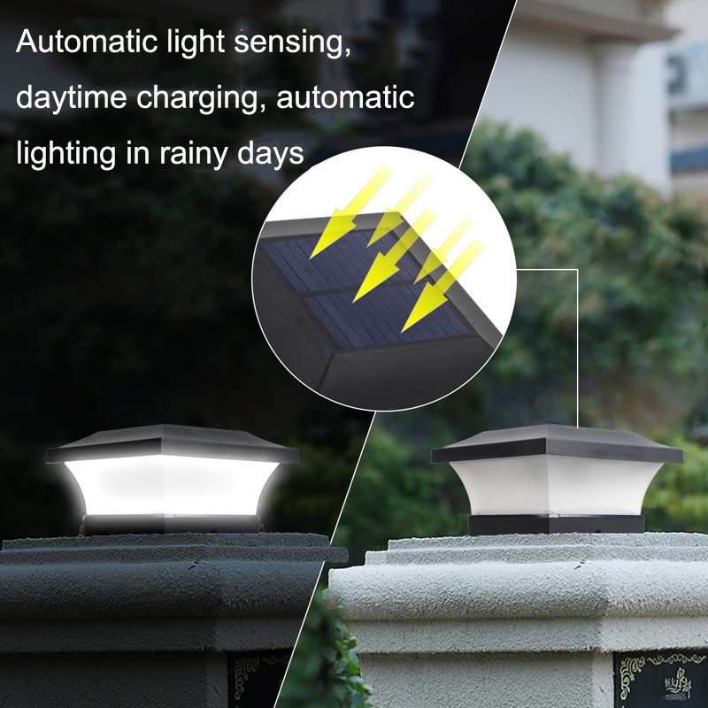 Solar LED Waterproof Outdoor Column Light Courtyard Lighting Lamp(Warm Light)