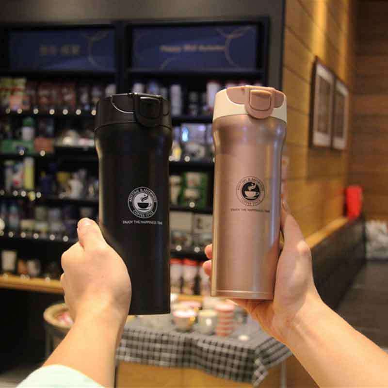 Stainless Steel Thermos Cups Insulated Tumbler, Capacity:380ml(BLACK)