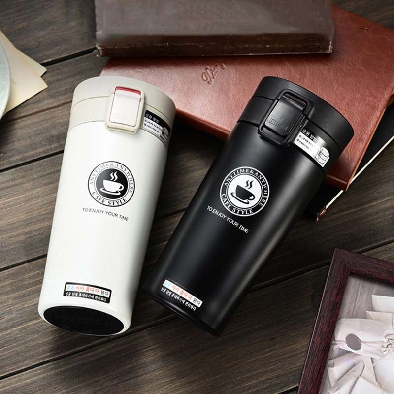 Stainless Steel Thermos Cups Insulated Tumbler, Capacity:380ml(BLACK)