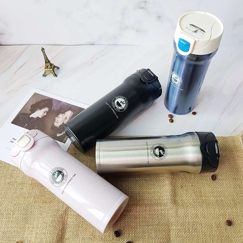 Stainless Steel Thermos Cups Insulated Tumbler, Capacity:380ml(BLACK)