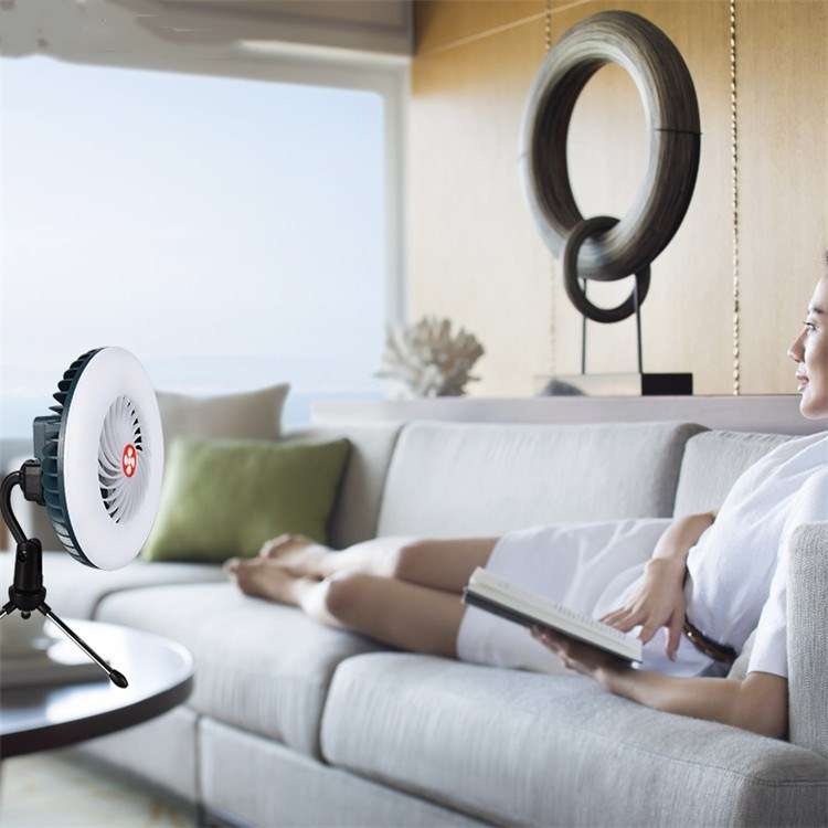 USB Rechargeable Fan Lamp Live Broadcast Multi-function Tent Camping Lamp, Style:Fan Light + Bracket
