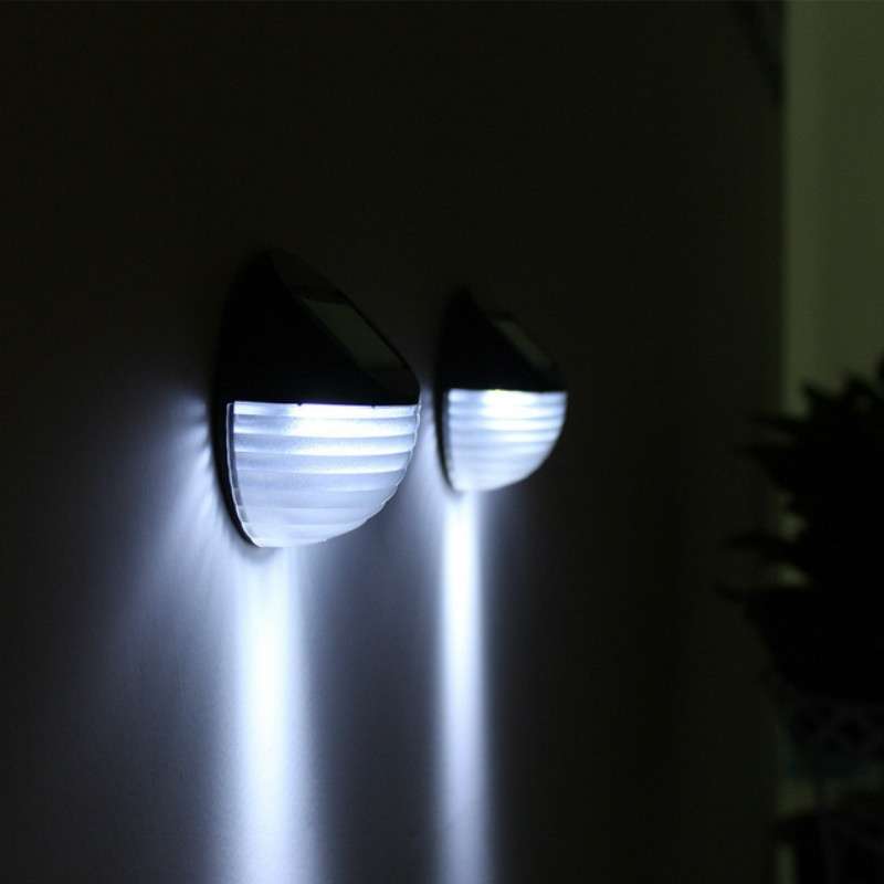 2 PCS Solar Power Light Sensor 6 Energy Saving Lamp LED Wall Light Outdoor Garden Fence Waterproof L