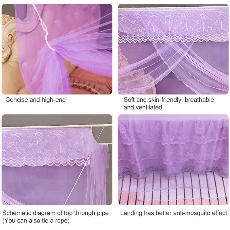 Single-door Mosquito Net Square Roof for Home Student Dormitory, Size:1.2x1.9x1.6 Meters(Purple)