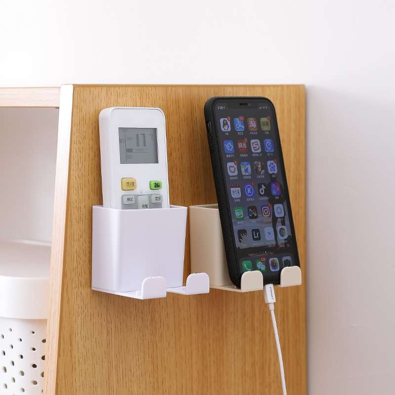 Wall Mounted Organizer Storage Box Remote Control Air Conditioner Storage Case Mobile Phone Plug Hol