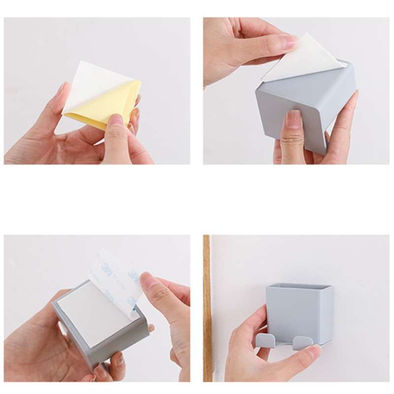 Wall Mounted Organizer Storage Box Remote Control Air Conditioner Storage Case Mobile Phone Plug Hol