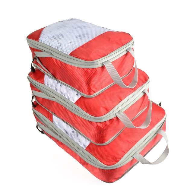 3 in 1 Travel Bag Storage Organizer Set Bags Shoe Luggage Suitcase Clothes Organizer(Orange)