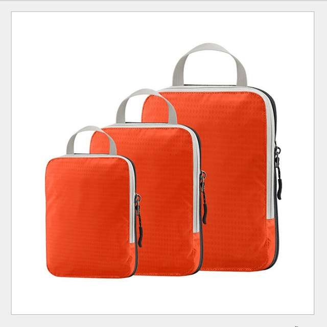 3 in 1 Travel Bag Storage Organizer Set Bags Shoe Luggage Suitcase Clothes Organizer(Orange)
