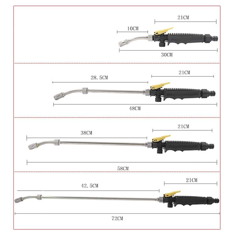 Garden Water Guns Stainless Steel Multifunction High Pressure Car Wash Spray Nozzle Hose Wand, Speci