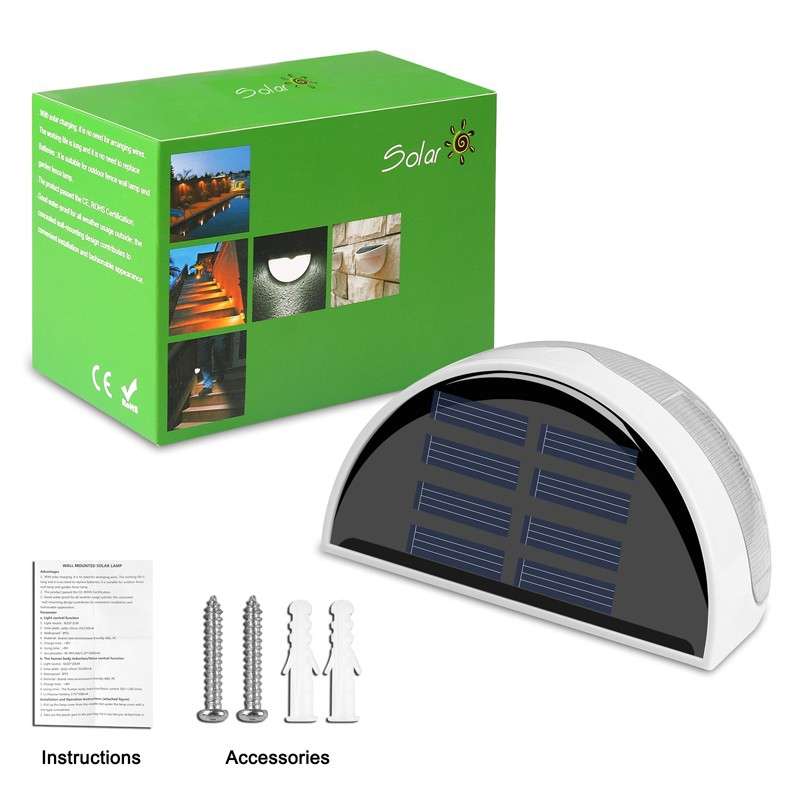 Semi-circular IP55 Waterproof Solar Light Control Fence Light Garden Lamp(White Light)