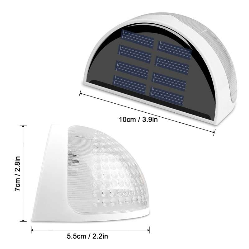 Semi-circular IP55 Waterproof Solar Light Control Fence Light Garden Lamp(White Light)
