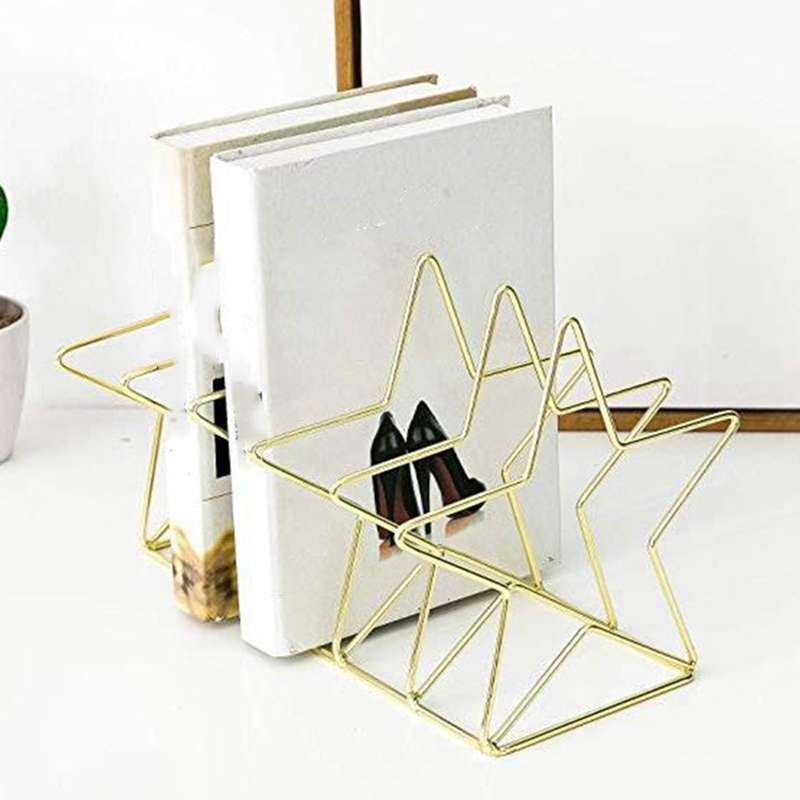 Gold S Shape Electroplated Bookend Desk Organizer Desktop Office Home Bookends Book Holder Book Stan
