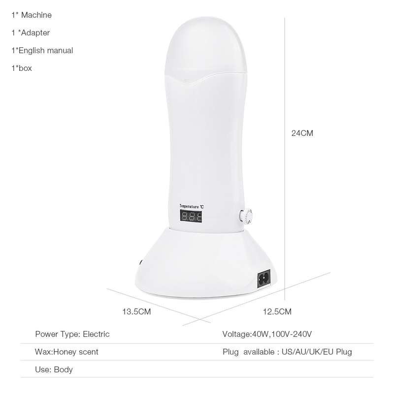 Portable Manual Thermostat Wax Machine Hair Removal Wax Bean Heater, EU Plug(White)