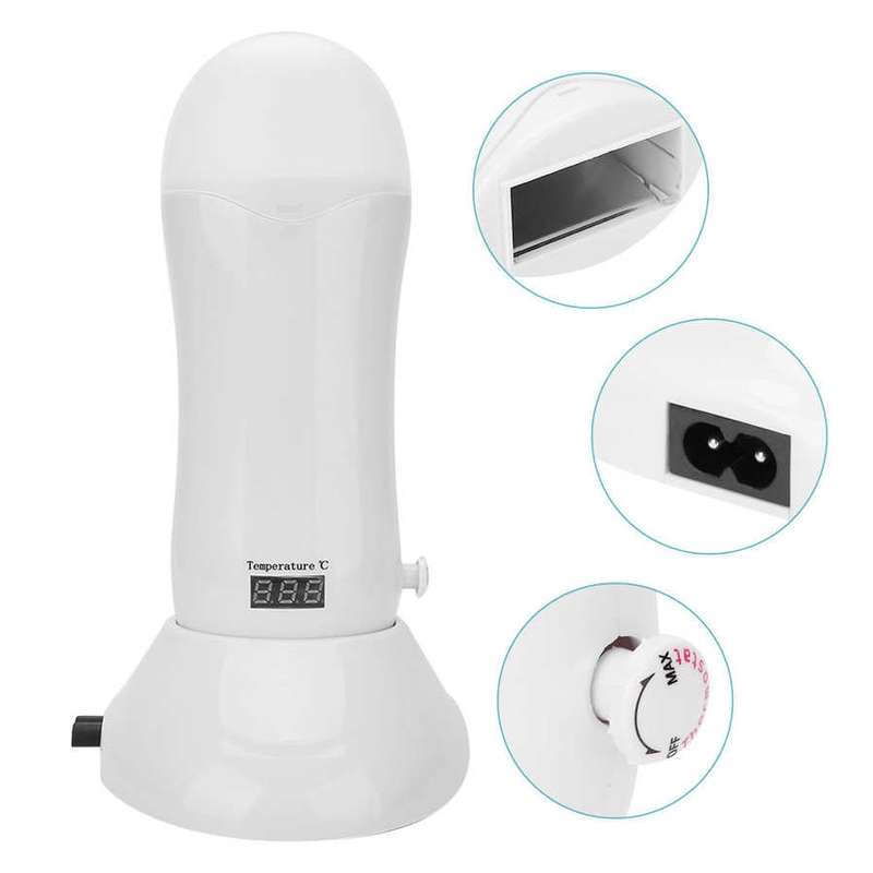 Portable Manual Thermostat Wax Machine Hair Removal Wax Bean Heater, EU Plug(White)