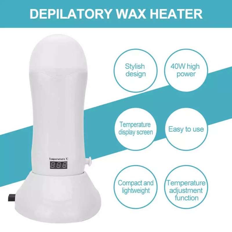 Portable Manual Thermostat Wax Machine Hair Removal Wax Bean Heater, EU Plug(White)