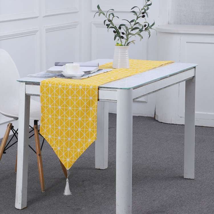 Linen Table Flag Tea Mat Cloth TV Cabinet Coffee Table Strip Cover Cloth, Size:160x33cm(Yellow)