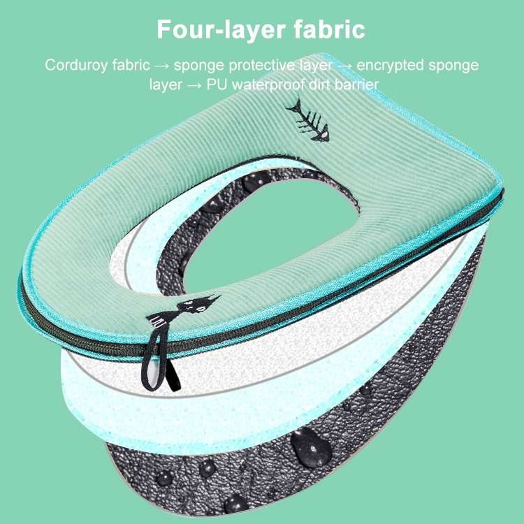 3 PCS / Set Universal Anti-Dust Cover Fabric Zipper Toilet Seat(Green)