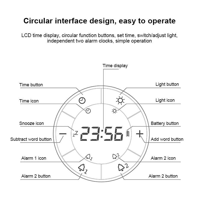 Simple Home Creative Multi-function Charging Stepless Dimming Alarm Clock Night Light(Pink)