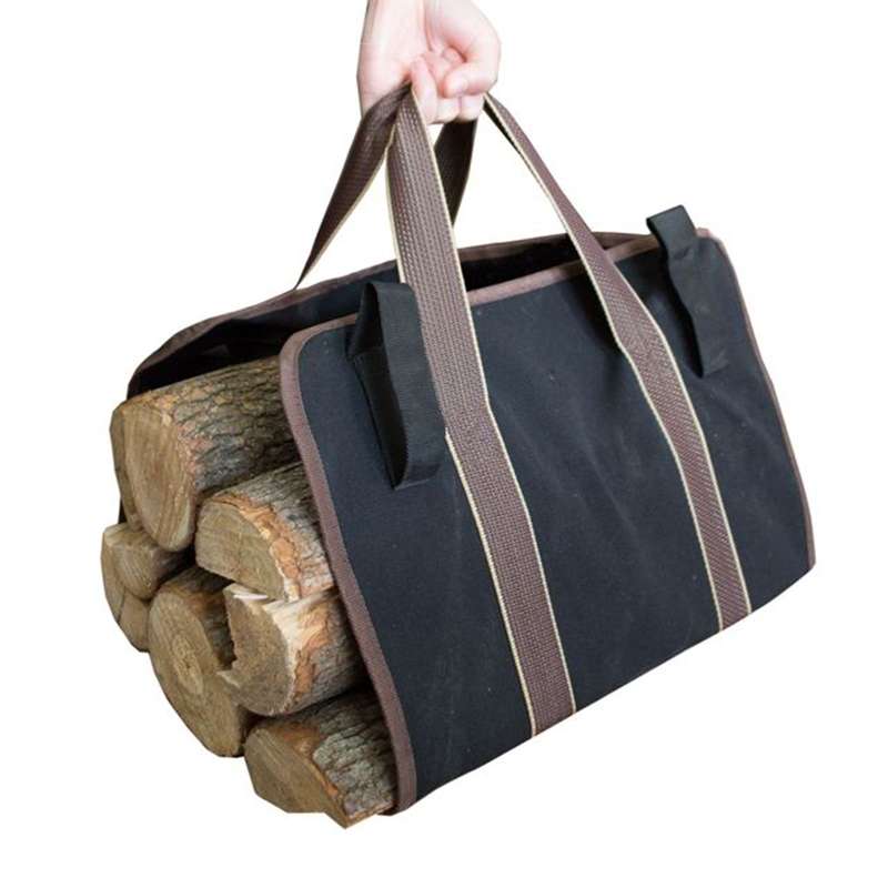 Outdoor Large Capacity Canvas Logging Package Firewood Storage Bag(Khaki)