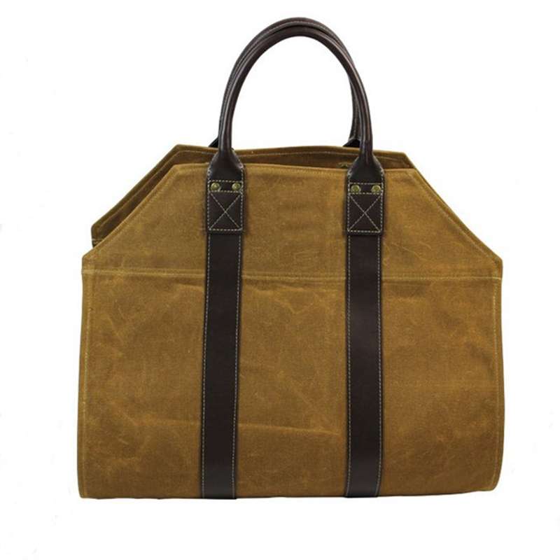 Outdoor Large Capacity Canvas Logging Package Firewood Storage Bag(Khaki)