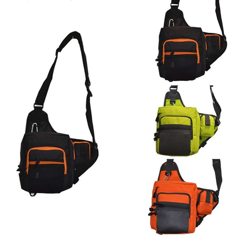 Outdoor Fishing Supplies Oxford Cloth Tricolor Fishing Crossbody Bag(Green)