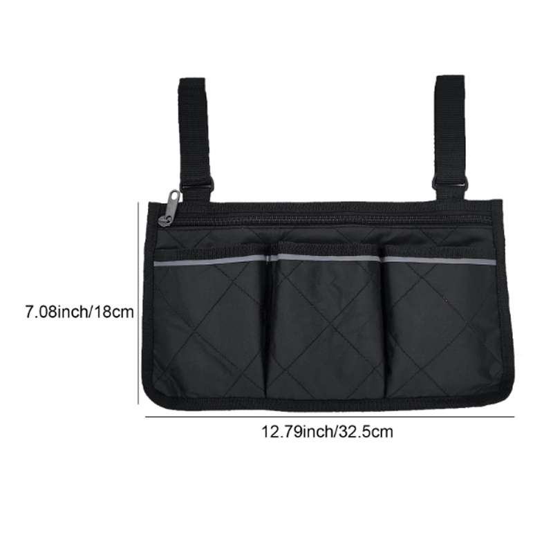 Walking Aid Wheelchair Armrest Side Storage Bag Car Storage Hanging Bag(Brown)