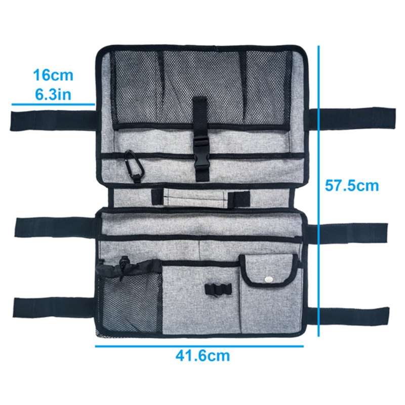 Wheelchair Walking Aid Adjustable Multifunctional Storage Bag(Gray)