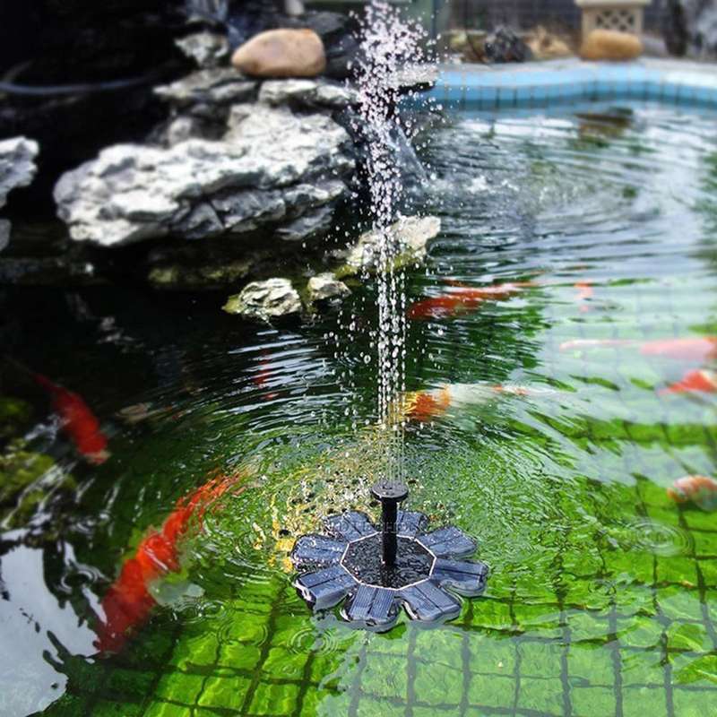 Solar Petal Fountain Floating Fountain Pond Garden Decoration(Black)
