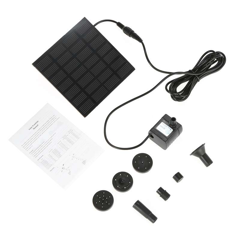 Garden Rockery Decoration Solar Fountain DC Water Pump Suspension Sprinkler(Black)