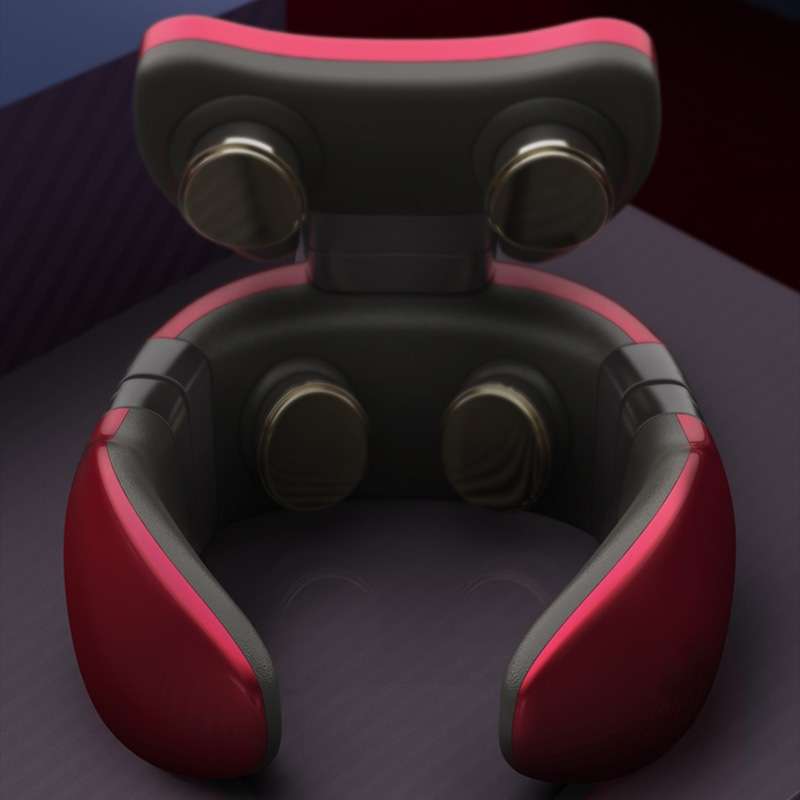 Four-head Shoulder and Neck Massager Pulse Neck Protector(Red)