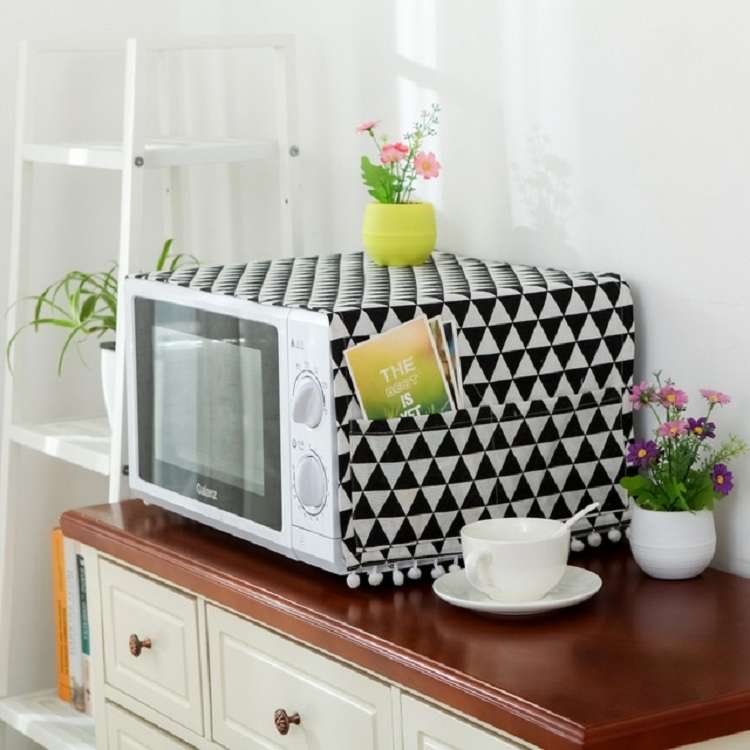 Cotton Linen Universal Microwave Oven Dustproof Storage Cover(Wood Grain)