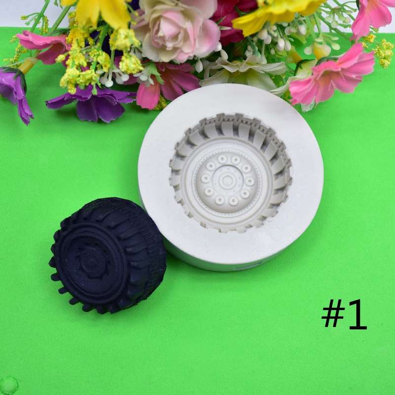 2 PCS DIY Tires Shape Sugar Craft Cake Silicone Mold Fondant Baking Decorating Tools Random Color De