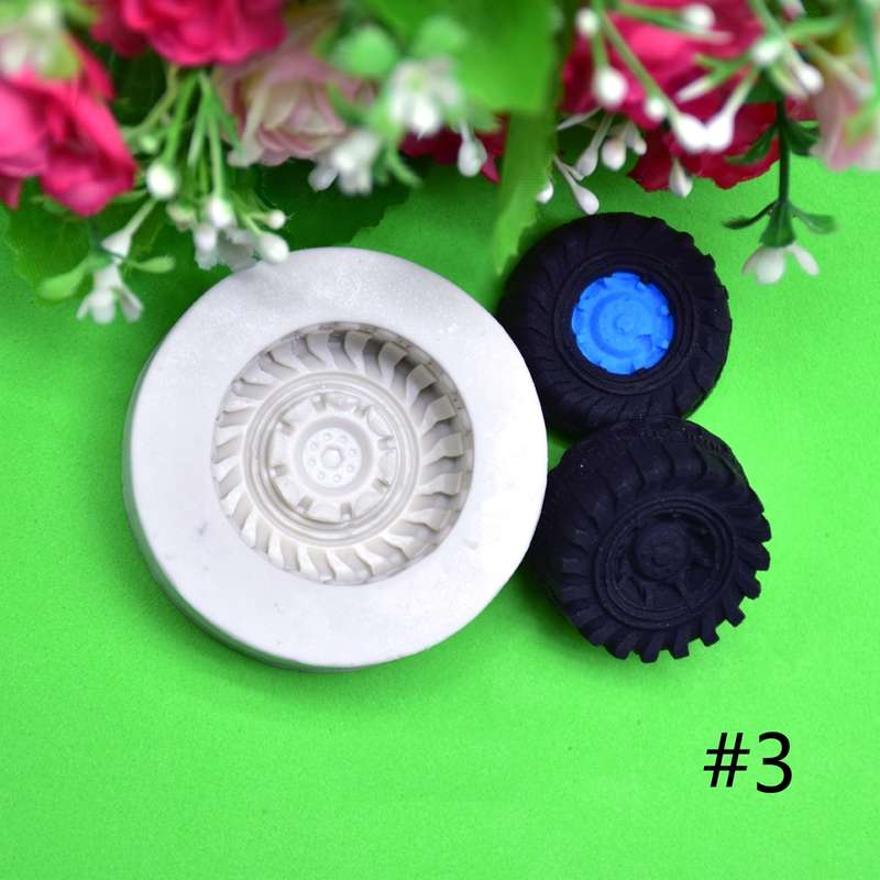 2 PCS DIY Tires Shape Sugar Craft Cake Silicone Mold Fondant Baking Decorating Tools Random Color De