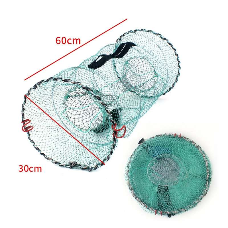 Spring Cage Fishing Net Automatic Folding Shrimp Cage Round Spring Fish Net(Special Mesh Large)