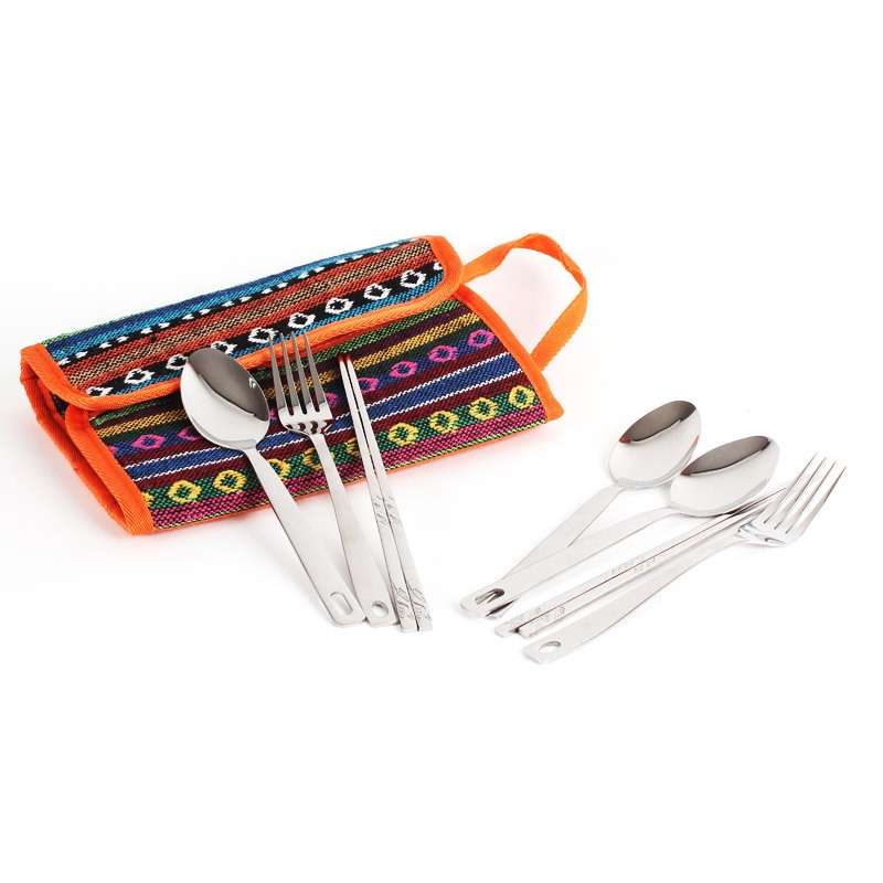 Outdoor Tableware 12 Piece Suit Camping Portable Stainless Steel Chopsticks Knife Fork Spoon Supplie