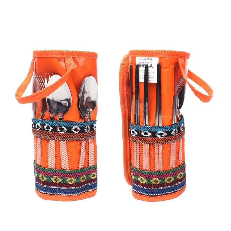 Outdoor Tableware 12 Piece Suit Camping Portable Stainless Steel Chopsticks Knife Fork Spoon Supplie