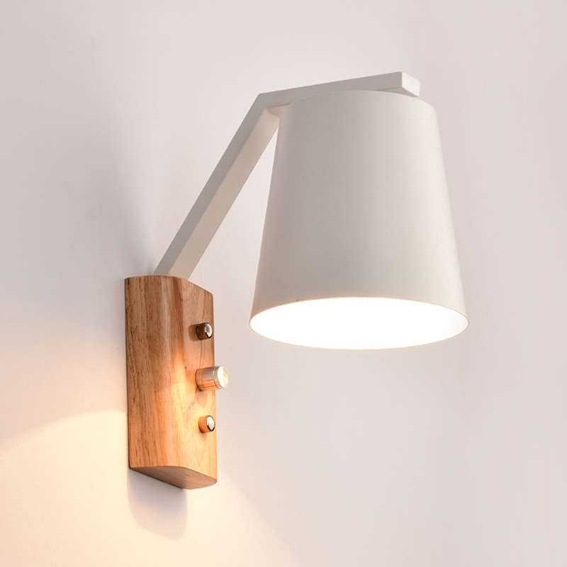 Creative Bedroom Study Bedside Balcony Aisle Porch Hotel Cafe Wood Wall Lamp Switch Light, Light Sou