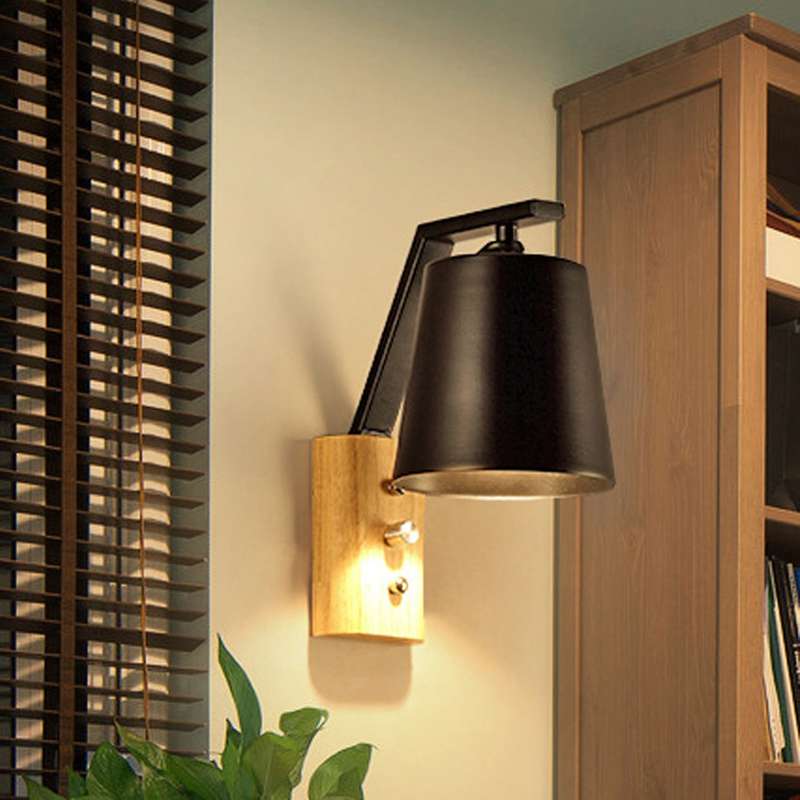Creative Bedroom Study Bedside Balcony Aisle Porch Hotel Cafe Wood Wall Lamp Switch Light, Light Sou