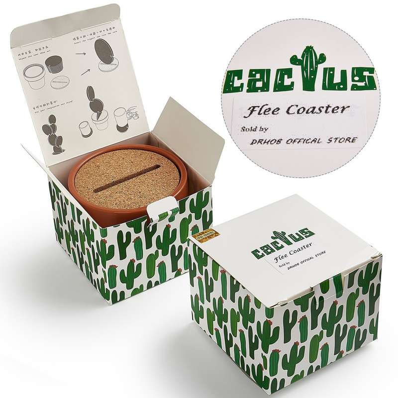 Novelty DIY Cactus Coaster Anti-skid Insulation Tea Pad Home Storage Desktop Multi-function Decorati