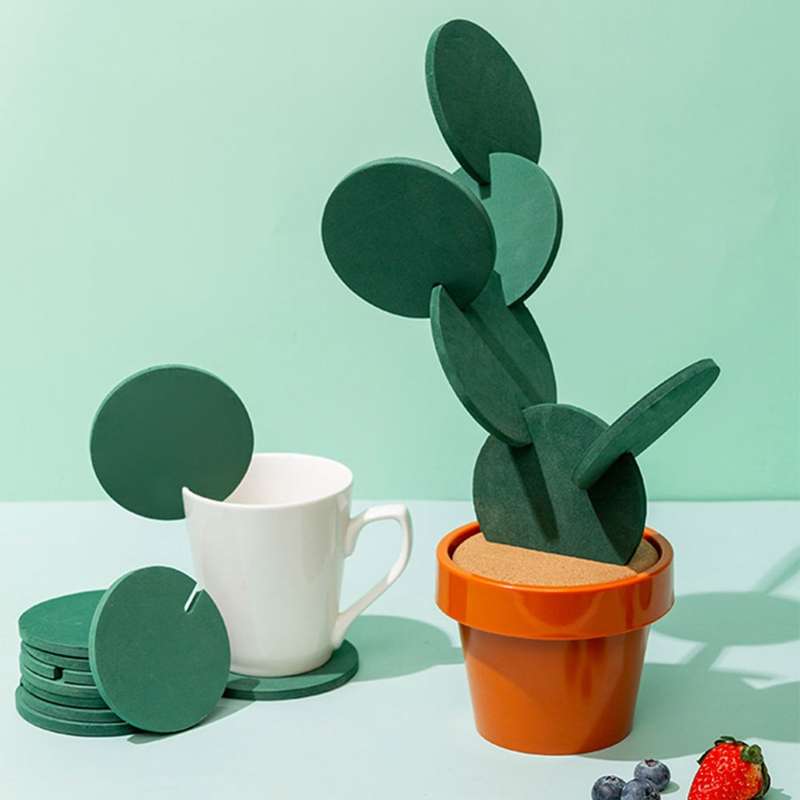 Novelty DIY Cactus Coaster Anti-skid Insulation Tea Pad Home Storage Desktop Multi-function Decorati