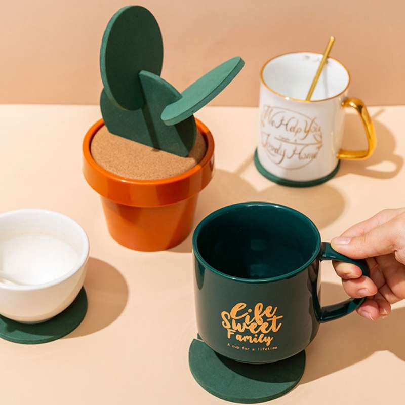Novelty DIY Cactus Coaster Anti-skid Insulation Tea Pad Home Storage Desktop Multi-function Decorati