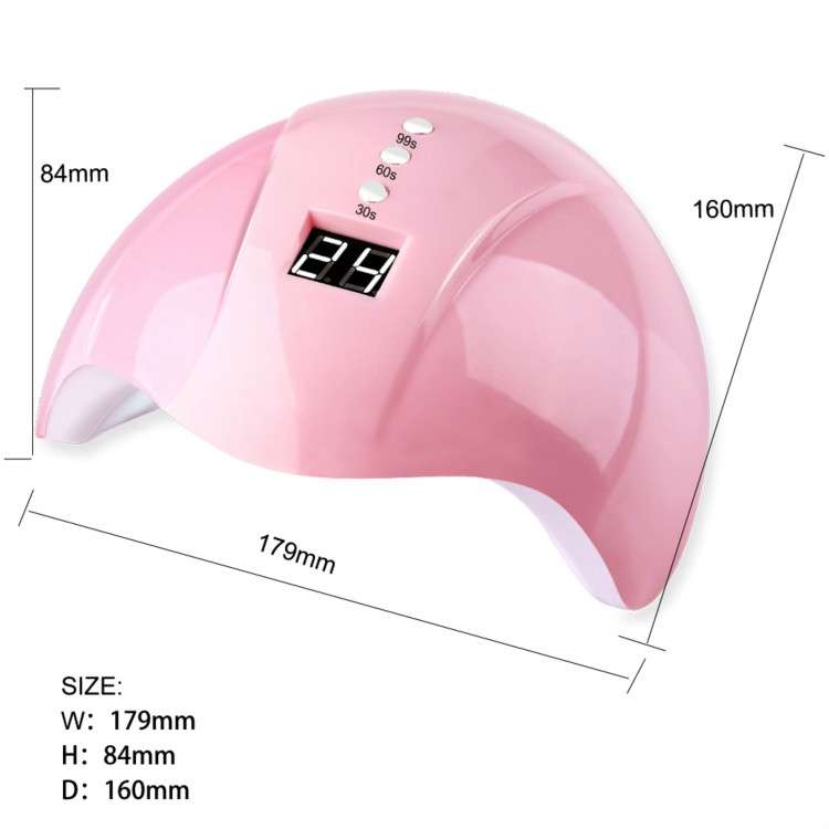 36W UV Led Lamp Nail Dryer 12 Leds for Nail Machine Curing 30s/60s/99s Timer USB Connector(Pink)