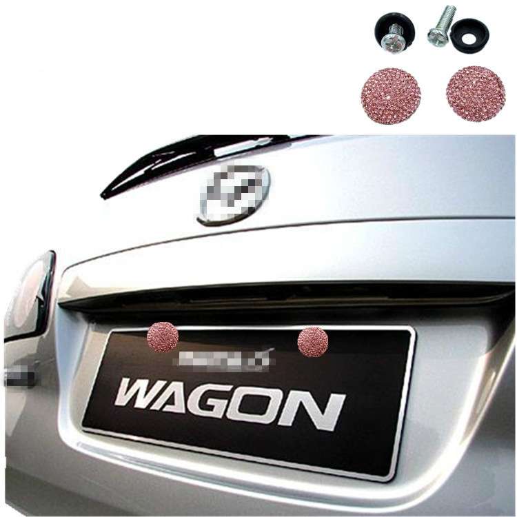 Car License Plate Modification Screw Cap Diamond-encrusted Solid Seal Anti-theft Screws(Green)